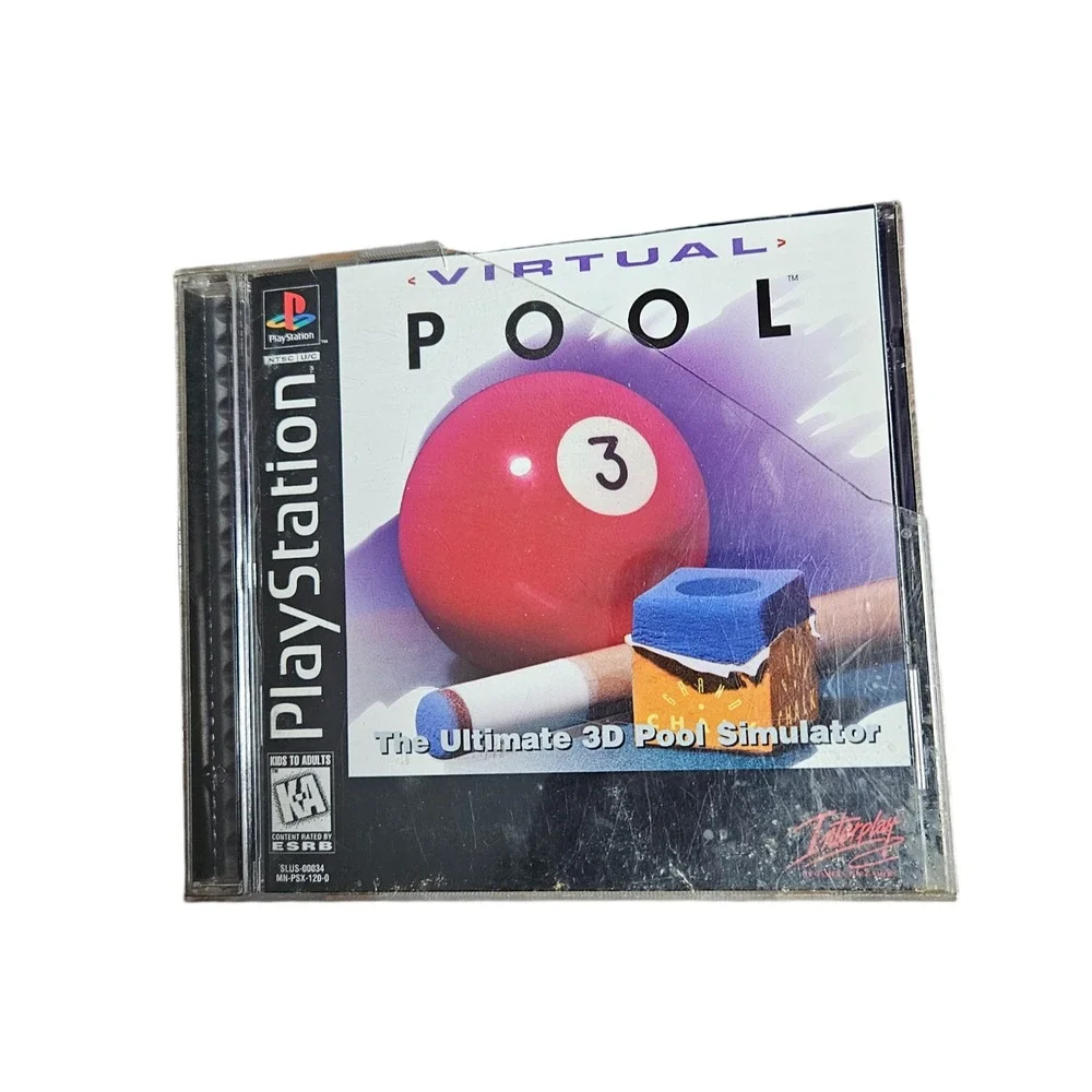 Virtual Pool (Sony PlayStation 1, 1996) PS1 Video Game Disc Sports CIB